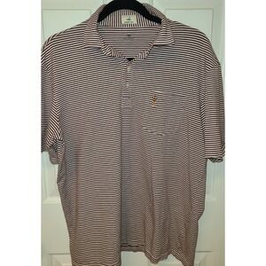 Johnnie O Hangin Out Polo Shirt Men's Large Striped Short Sleeve Red Golf